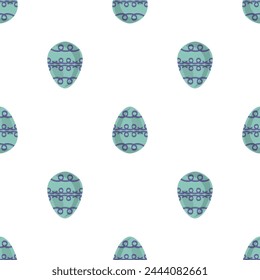 Illustration on theme seamless celebration holiday Easter with hunt colorful bright eggs, seamless pattern consisting of many hunt Easter eggs, hunt beautiful Easter eggs are main seamless accessory