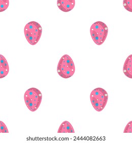 Illustration on theme seamless celebration holiday Easter with hunt colorful bright eggs, seamless pattern consisting of many hunt Easter eggs, hunt beautiful Easter eggs are main seamless accessory