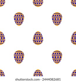Illustration on theme seamless celebration holiday Easter with hunt colorful bright eggs, seamless pattern consisting of many hunt Easter eggs, hunt beautiful Easter eggs are main seamless accessory