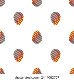 Illustration on theme seamless celebration holiday Easter with hunt colorful bright eggs, seamless pattern consisting of many hunt Easter eggs, hunt beautiful Easter eggs are main seamless accessory