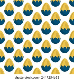 Illustration on theme seamless celebration holiday Easter with hunt colorful bright eggs, seamless pattern consisting of many hunt Easter eggs, hunt beautiful Easter eggs are main seamless accessory