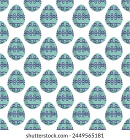 Illustration on theme seamless celebration holiday Easter with hunt colorful bright eggs, seamless pattern consisting of many hunt Easter eggs, hunt beautiful Easter eggs are main seamless accessory