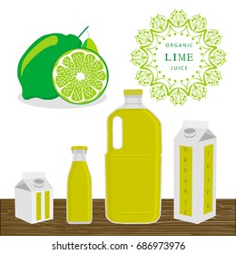 Illustration on theme set different types bottles with lime lemonade. Lime pattern consisting of collection bottles for organic beverage lemonade. Sweet lime is yummy lemonade in bottles.