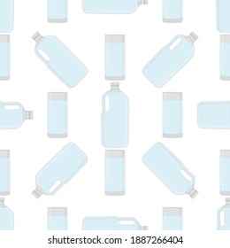 Illustration on theme set identical types plastic bottles for drinking water. Water pattern consisting of collection kitchen accessory, plastic bottles to organic food. Tasty water in plastic bottles.