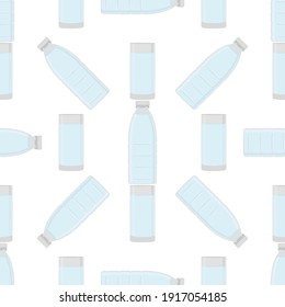 Illustration on theme set identical types plastic bottles for drinking water. Water pattern consisting of collection kitchen accessory, plastic bottles to organic food. Tasty water in plastic bottles.