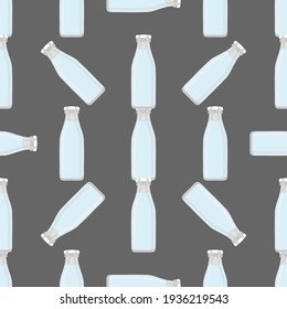 Illustration on theme set identical types glass bottles for drinking water. Water pattern consisting of collection kitchen accessory, same glass bottles to organic food. Tasty water in glass bottles.