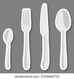 Illustration on theme set symbols for metal spoon with shine for food, logo metal spoon for food consisting of flat design with colored elements, modern collection icons from metal spoon for food