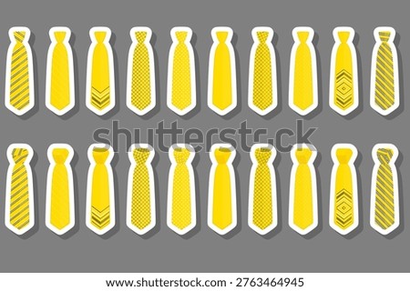 Illustration on theme set ties different types and neckties various size, ties pattern consisting of collection textile garments necktie for celebration vacation, necktie ties is accessory brutal man