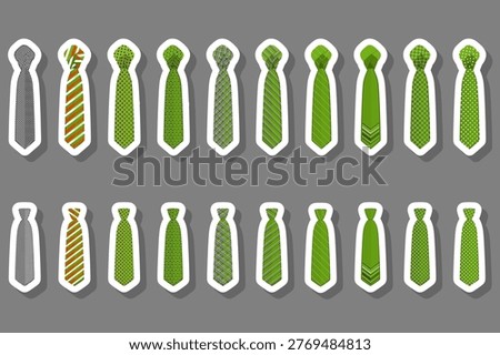 Illustration on theme set ties different types and neckties various size, ties pattern consisting of collection textile garments necktie for celebration vacation, necktie ties is accessory brutal man