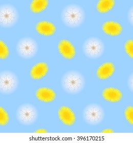 illustration on the theme of spring and summer with the beautiful flowers - dandelions.