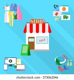 the illustration on the theme of trade and shopping.
