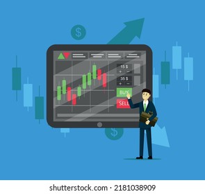 Illustration on the theme of trading in flat style.