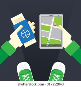 illustration on the theme of travel, all that is necessary for the journey
