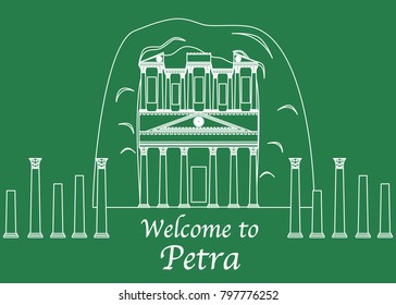 illustration on the theme of travel and attractions of Jordan - Petra.
