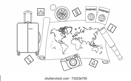 illustration on the theme of travel and tourism.