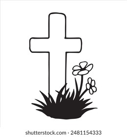 Illustration on the theme of US Memorial Day. Black and white drawing in sketch style, vintage graphics