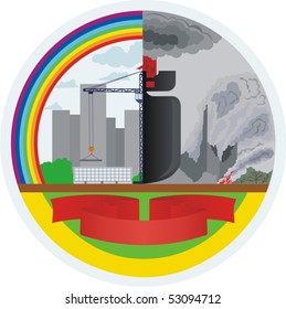Illustration on the theme of war and peace on the planet.