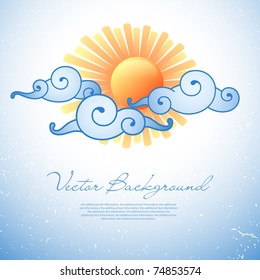 Illustration on a theme of weather with the sun and clouds