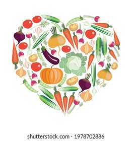 illustration on the topic of healthy eating, vegetarianism. vegetables, food of plant origin in the form
hearts isolated on white. campaigning for a healthy lifestyle. flat illustration.
EPS 10