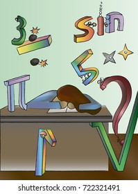 Illustration on the topic of learning (Math)