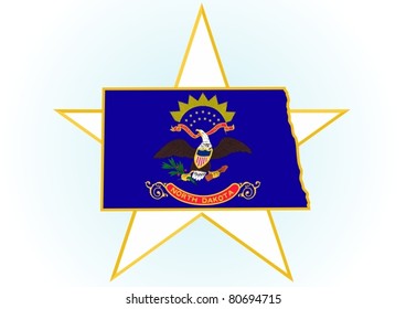 The illustration on white background. Coat of Arms and the border state in the U.S. against the background stars.