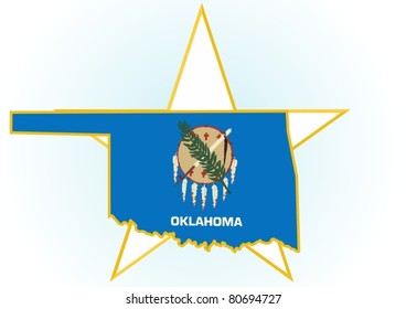 The illustration on white background. Coat of Arms and the border state in the U.S. against the background stars.