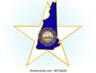 The illustration on white background. Coat of Arms and the border state in the U.S. against the background stars.