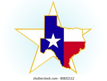The illustration on white background. Coat of Arms and the border state in the U.S. against the background stars.