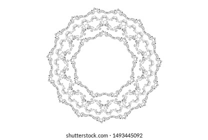 illustration on a white background with the image of a circular ornament using apple and heart in its elements