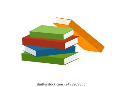 illustration on a white background multi-colored books on a white background
