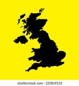 An Illustration on an Yellow background of United Kingdom