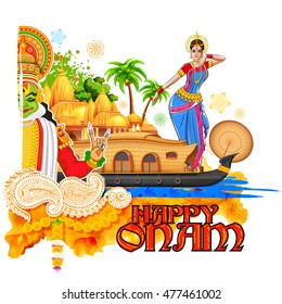 Illustration Of Onam Background Showing Culture Of Kerala