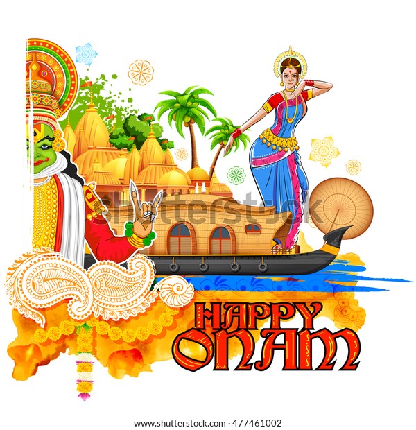 Illustration Onam Background Showing Culture Kerala Stock Vector ...