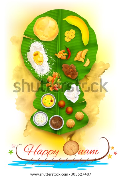 Illustration Onam Feast On Kathakali Dancer Stock Vector (Royalty Free ...