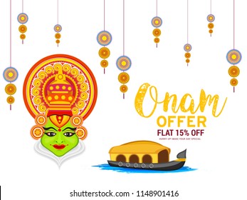 Illustration Of Onam Sale Poster Or Banner Background.