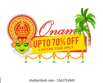 Illustration Of Onam Sale Poster Or Banner Background.