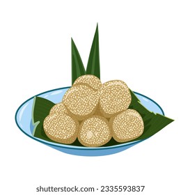 Illustration of onde - onde, traditional Indonesian food 