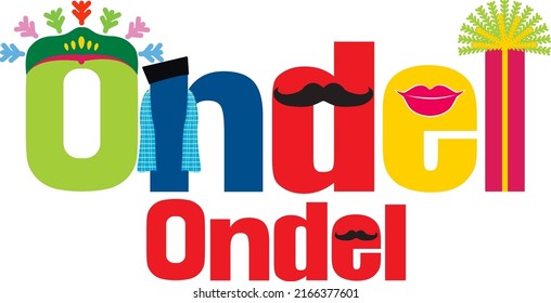 Illustration of ondel-ondel art writing, Jakarta-Indonesian culture. For writing titles, decorations, embroidery, stickers, and more