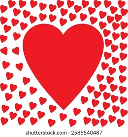 illustration of one big heart and small hearts around it