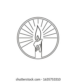 Illustration one candle with orange flame icon logo vector design