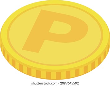 Illustration of one coin, point coin