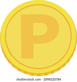 Illustration of one coin, point coin