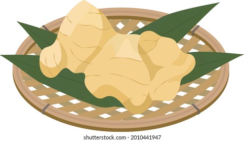 Illustration of one ginger on a basket.