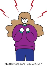 illustration of one girl mad 