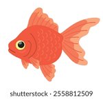 Illustration of one goldfish swimming