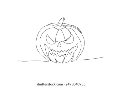 Illustration one line, outline for Halloween. Pumpkin, jack lantern. 