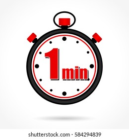 Illustration of one minute stopwatch on white background