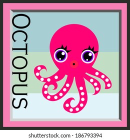 illustration one octopus cartoon style graphic vector file