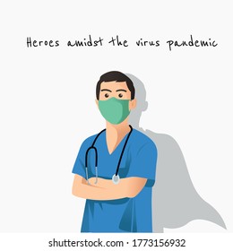 illustration of one of our heroes in the pandemic like nowillustration of one of our heroes in the pandemic like now