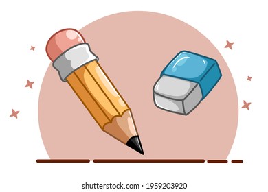 Illustration of one pencil and one eraser